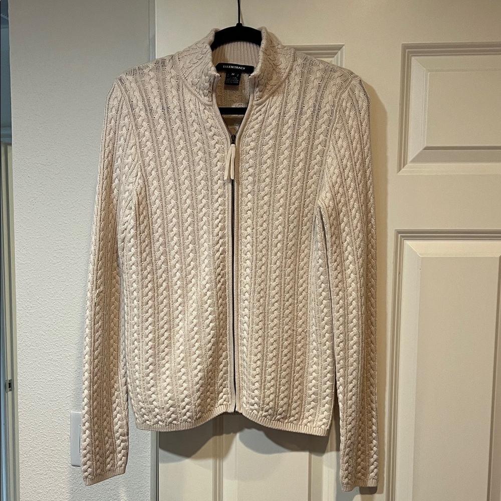 Women's Cream Cable Knit Cardigan